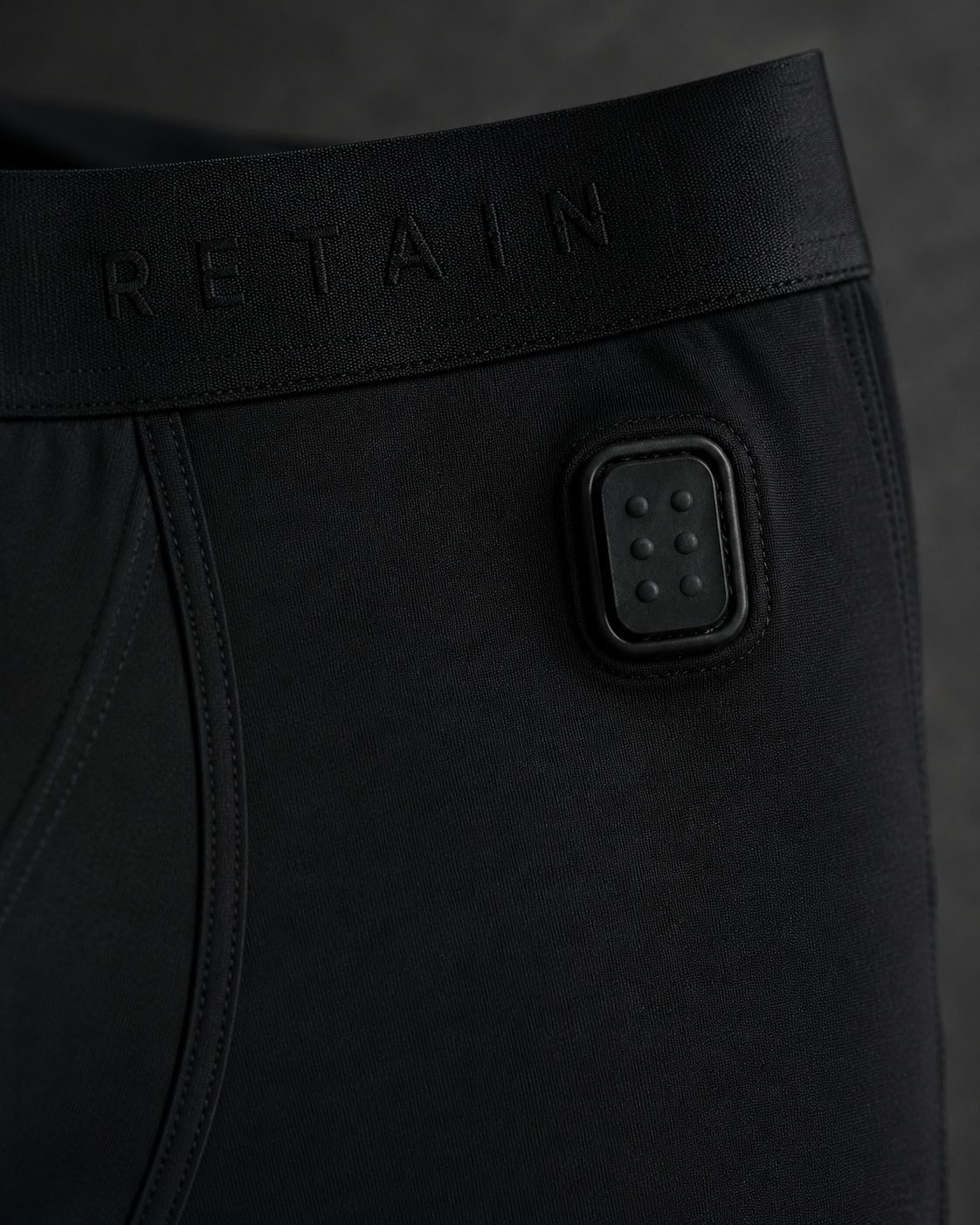 Close-up concept render of the RETAIN boxer brief with textured hip pad